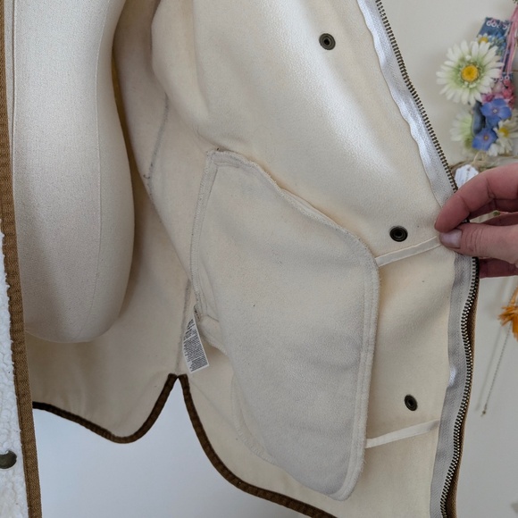 Old Navy Sherpa Jacket Mock Neck Cream Snap Front Long Cloud Nine - Picture 11 of 13